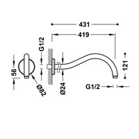 Wandarm Tres 40 cm met Classic Design Staal