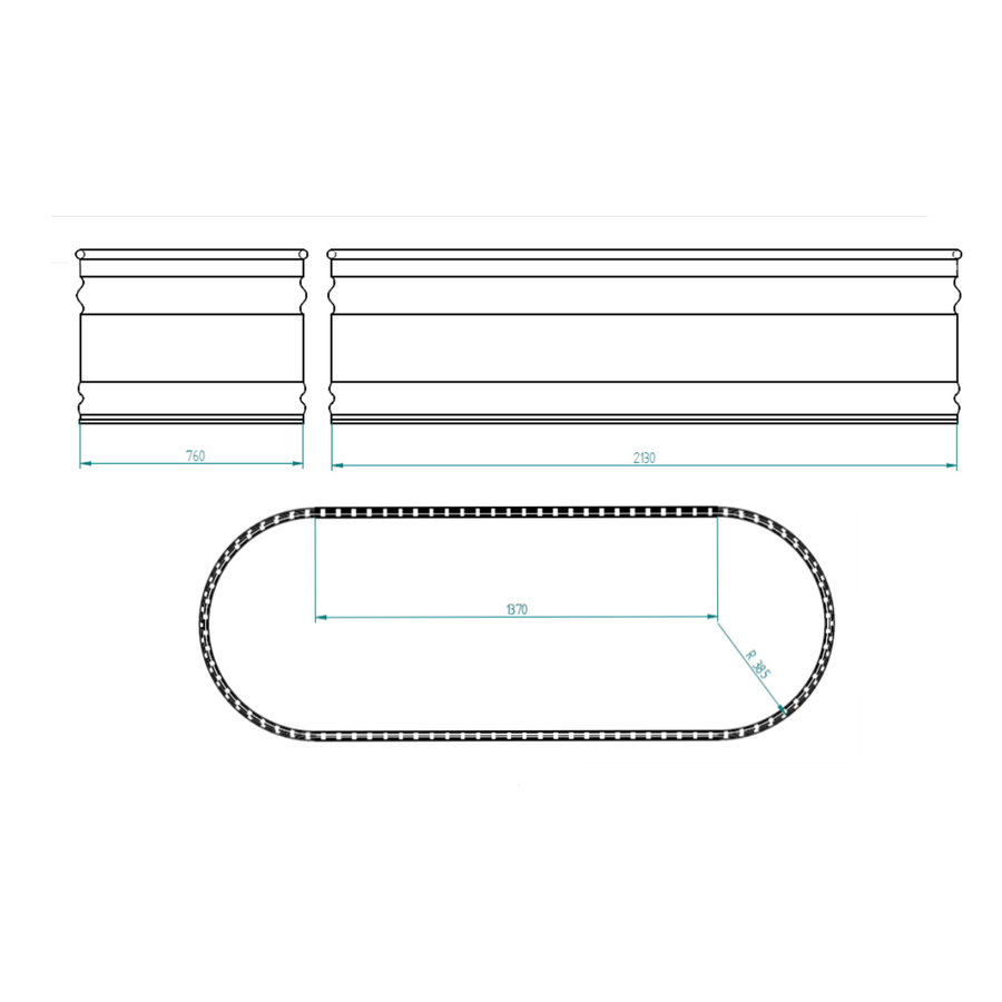 IJsbad Tankkd Green Label Oval 213x61x76 cm Aluminium