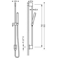 Glijstangset Tres 76 cm met Waterinlaat Handdouche Rond Mat Zwart