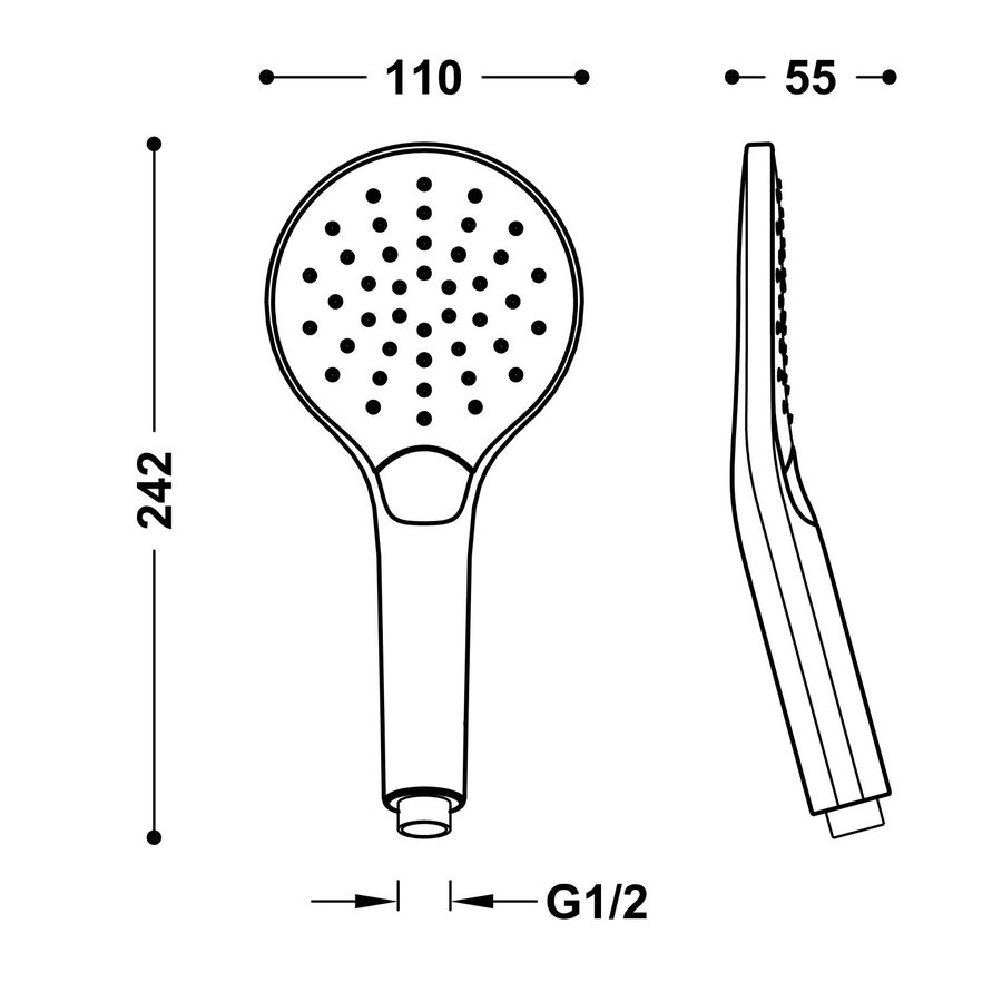 Handdouche Tres Massage Eco-Drop 3-Standen 11x5.5x24.2 cm Mat Zwart