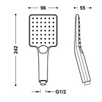 Handdouche Tres Massage Eco-Drop 3-Standen 9.6x5.5x24.2 cm Vierkant Mat Wit