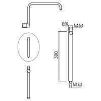 Verlengbuis Tres Douchestang 30 cm Mat Wit