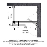 Douchecabine Compleet Just Creating Profielloos 3-Delig 100x180 cm Gunmetal