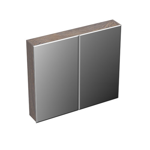 Spiegelkast Forzalaqua Uni 80x12.5x68.8 Cm 2 Deuren Tweezijdig Spiegel Eiken Silver Grey 