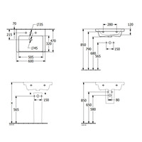 Wastafel Villeroy & Boch Subway 3.0 47x60x16.5 cm Wit Alpin