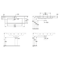 Wastafel Villeroy & Boch Subway 3.0 Met CeramicPlus 1 Kraangat Met Overloop 130x47x16.5 cm Wit Alpin