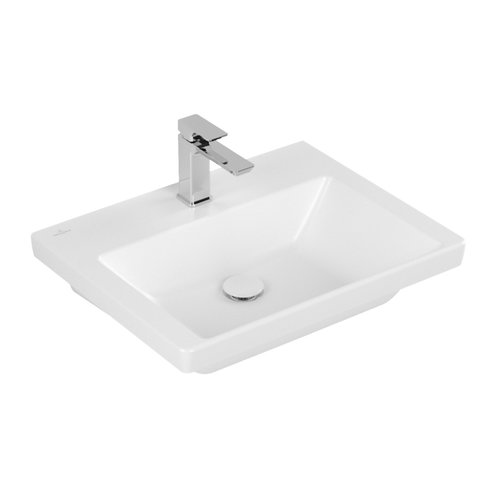 Wastafel Villeroy & Boch Subway 3.0 Met CeramicPlus 1 Kraangat Geen Overloop 60x47x16.5 cm Stone White 