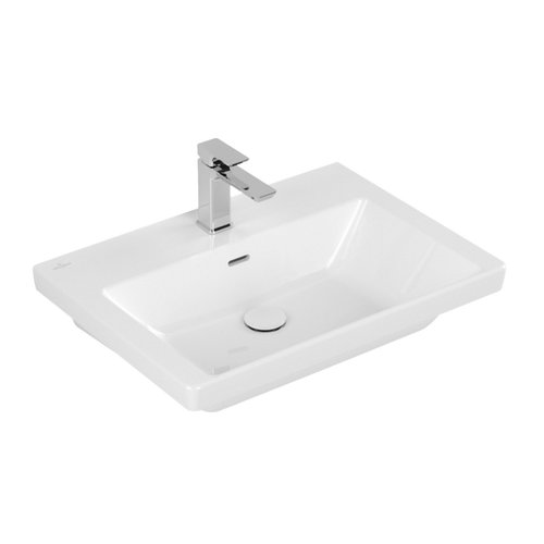 Wastafel Villeroy & Boch Subway 3.0 Met CeramicPlus 1 Kraangat Met Overloop 65x47x16.5 cm Wit Alpin 