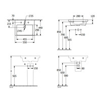Wastafel Villeroy & Boch Subway 3.0 Met CeramicPlus Zonder Kraangat Zonder Overloop 55x44x16.5 cm Wit Alpin