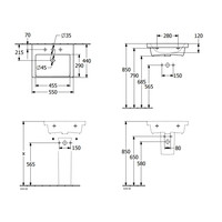 Wastafel Villeroy & Boch Subway 3.0 Met CeramicPlus 1 Kraangat Zonder Overloop 55x44x16.5 cm Stone White