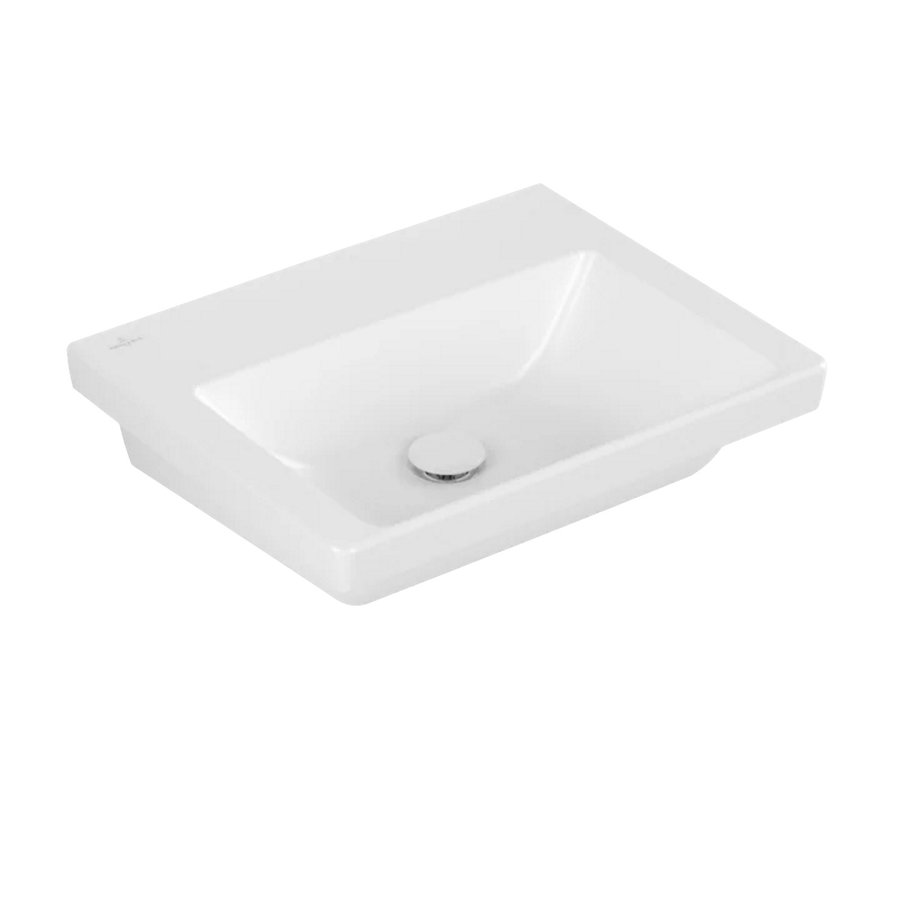 Wastafel Villeroy & Boch Subway 3.0 Met CeramicPlus Zonder Kraangat Zonder Overloop 55x44x16.5 cm Stone White