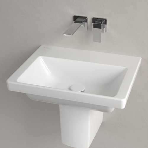 Wastafel Villeroy & Boch Subway 3.0 Met CeramicPlus Zonder Kraangat Zonder Overloop 55x44x16.5 cm Wit Alpin 