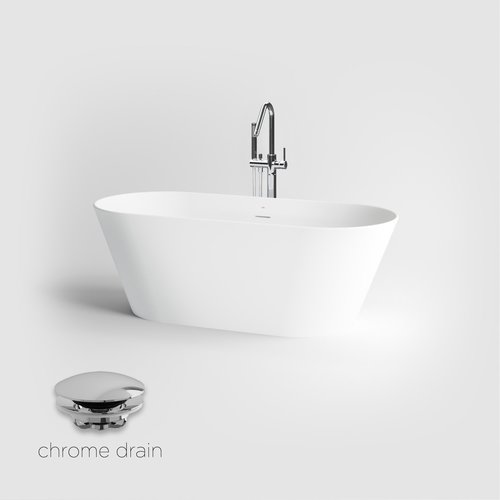 Vrijstaand Ligbad Clou Solium Ge&iuml;ntegreerde Overloop Met Chrome Plug Mat Wit 