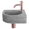 Fonteinset Differnz Cleo 31.5x31.5x10 cm Beton Donker Grijs Met Kraan Gebogen Rood Koper