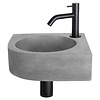 Fonteinset Differnz Cleo 31.5x31.5x10 cm Beton Donker Grijs Met Kraan Gebogen Mat Zwart