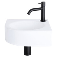 Fonteinset Differnz Cleo 30x30x10 cm Keramiek Wit Met Kraan Gebogen Mat Zwart