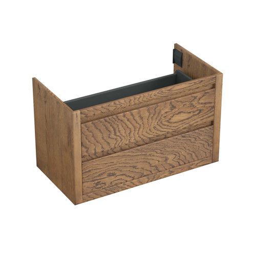 Onderkast Forzalaqua Gela 100x51x60 Cm 2 Softclose Lades Eiken Castle Brown 