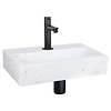 Differnz Fonteinset Differnz Flat Marmer 38x24x8 cm Wit Met Rechte Kraan Mat Zwart