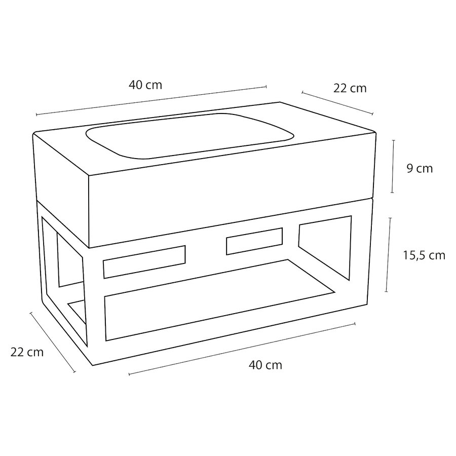 Fonteinset Differnz Bombai Natuursteen en Handoekrek 40x22x9 cm Zwart Met Gebogen Kruis Kraan Chroom