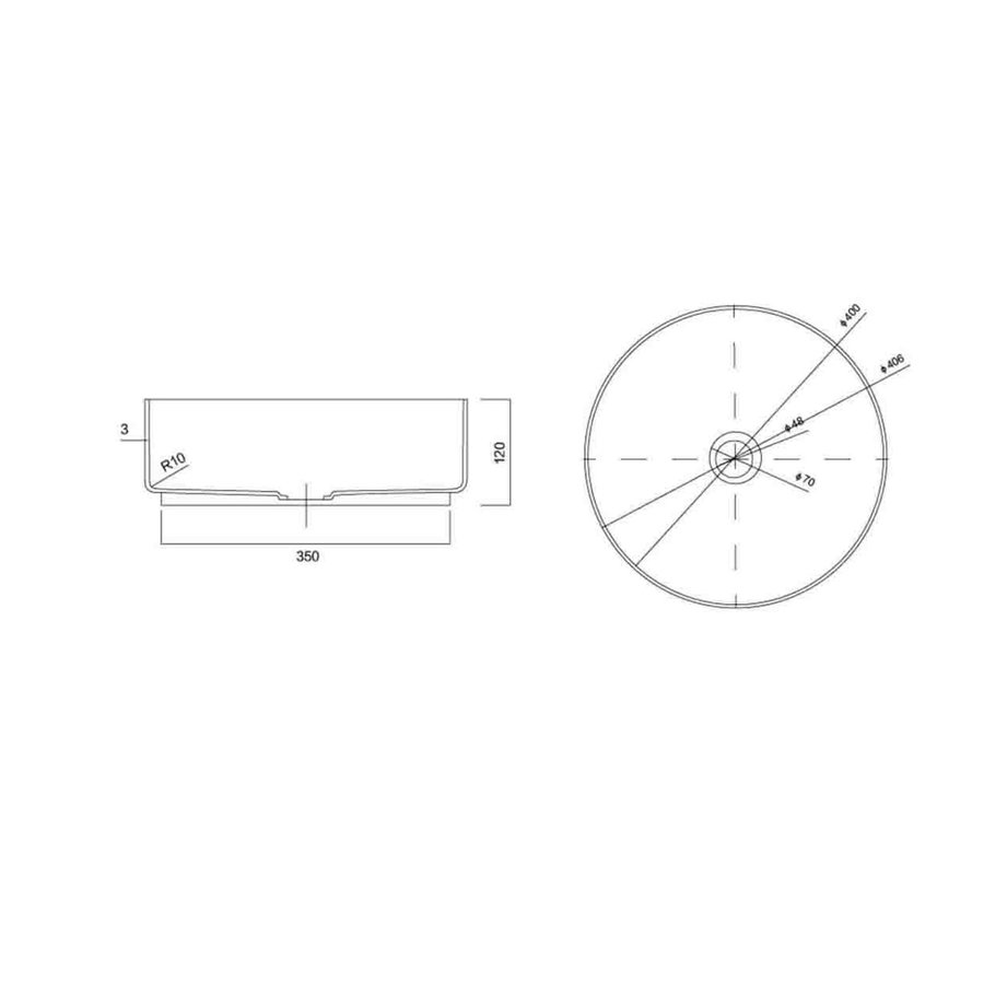 Waskom AquaSplash Industrial 40 cm met PVD Coating Geborsteld Messing