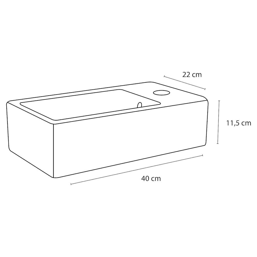 Fonteinset Differnz Force Keramiek 40x22x11.5 cm Wit Met Gebogen Kraan Chroom