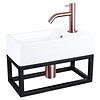 Differnz Fonteinset Differnz Force Keramiek en Handoekrek 40x22x11.5 cm Wit Met Gebogen Kraan Rood Koper