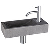 Differnz Fonteinset Differnz Ribble Natuursteen 38x18x8 cm Zwart Met Gebogen Kraan Chroom