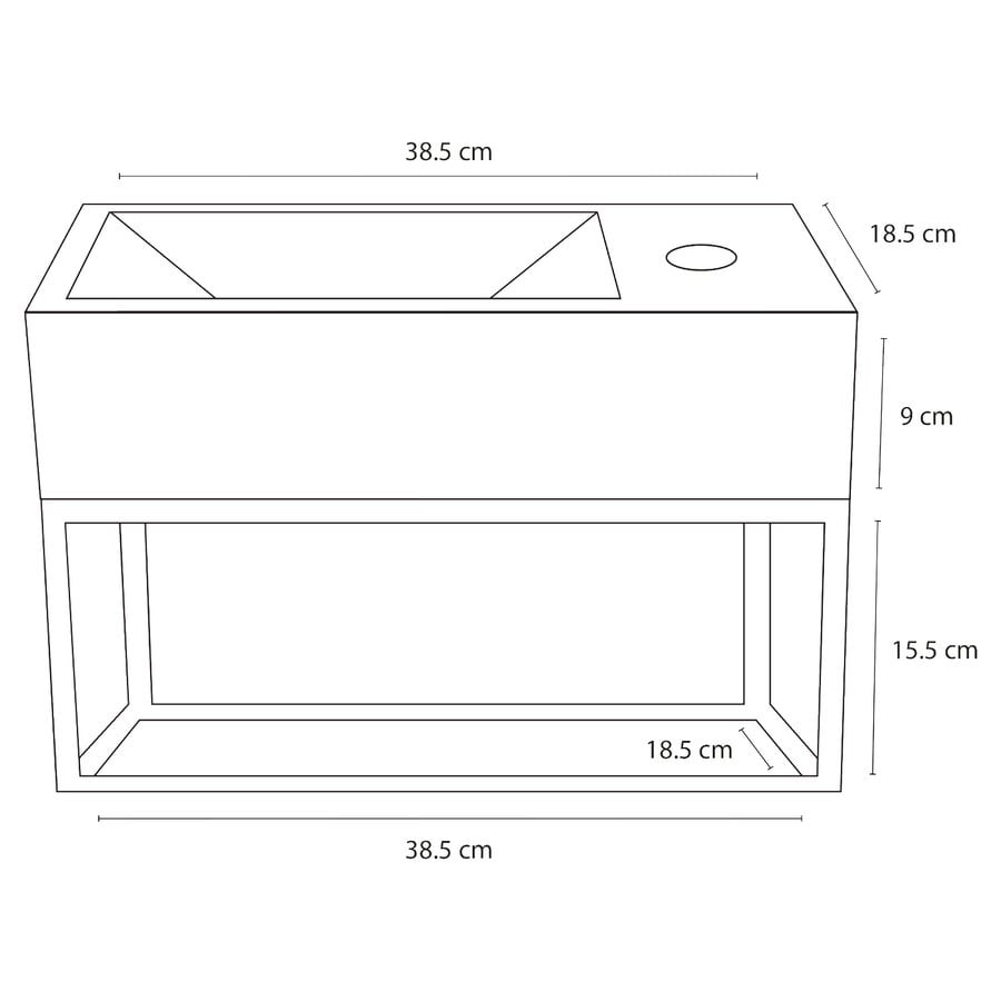 Fonteinset Differnz Ravo Beton en Handoekrek 38.5x18.5x9 cm Licht Grijs Met Gebogen Kruis Kraan Rood Koper