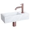 Fonteinset Differnz Helios 37.5x18.5x9.5 cm Marmer Wit Met Gebogen Kraan Rood Koper