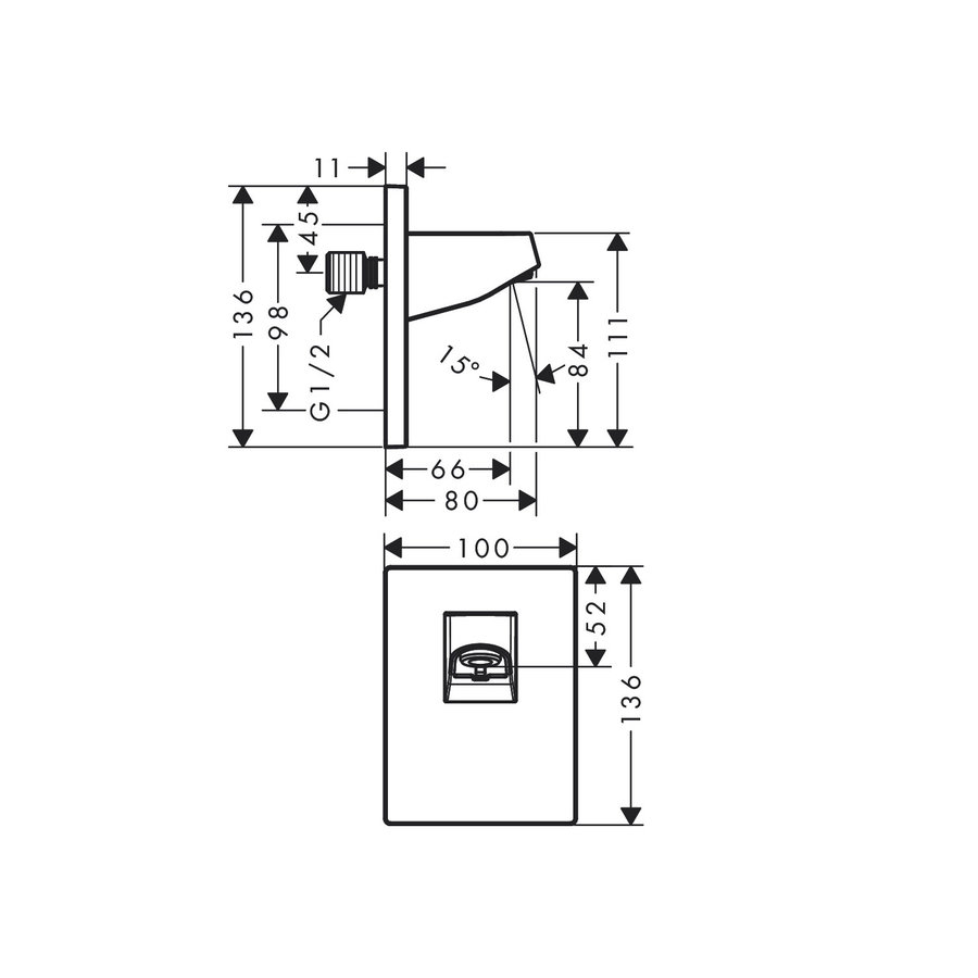 Wandaansluiting HansGrohe Pulsify Voor Hoofddouche 10.5 cm Chroom