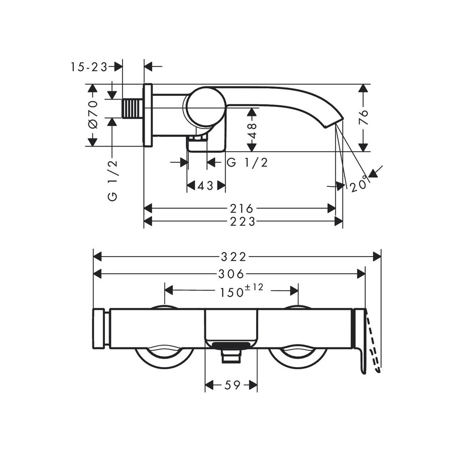 Badmengkraan Opbouw HansGrohe Vivenis Eengreeps Chroom