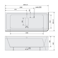 Ligbad Polysan Marlene 195x85x63 cm Asymmetrisch Links Wit