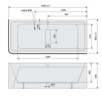 Ligbad Polysan Marlene 195x85x63 cm Asymmetrisch Rechts Wit