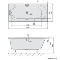 Ligbad Polysan Astra Inbouw 165x75x48 cm Wit