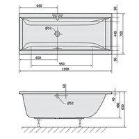 Ligbad Polysan Cleo Inbouw 150x75x48 cm Wit