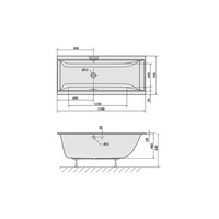 Ligbad Polysan Cleo Slim Inbouw 170x70x48 cm Wit