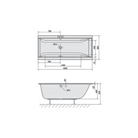 Ligbad Polysan Cleo Slim Inbouw 180x80x48 cm Wit