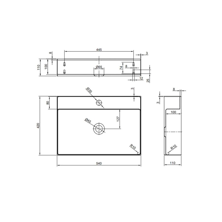Waskom AquaSplash Maido 1 Kraangat 54x42 cm Mat Goud