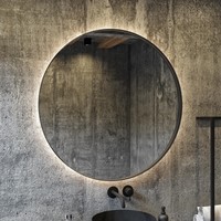 Spiegel AquaSplash Star Rond met LED 90 cm Mat Zwart
