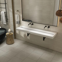 Wastafel AquaSplash Hoya 160x45.5 cm Zonder Kraangat Mat Wit