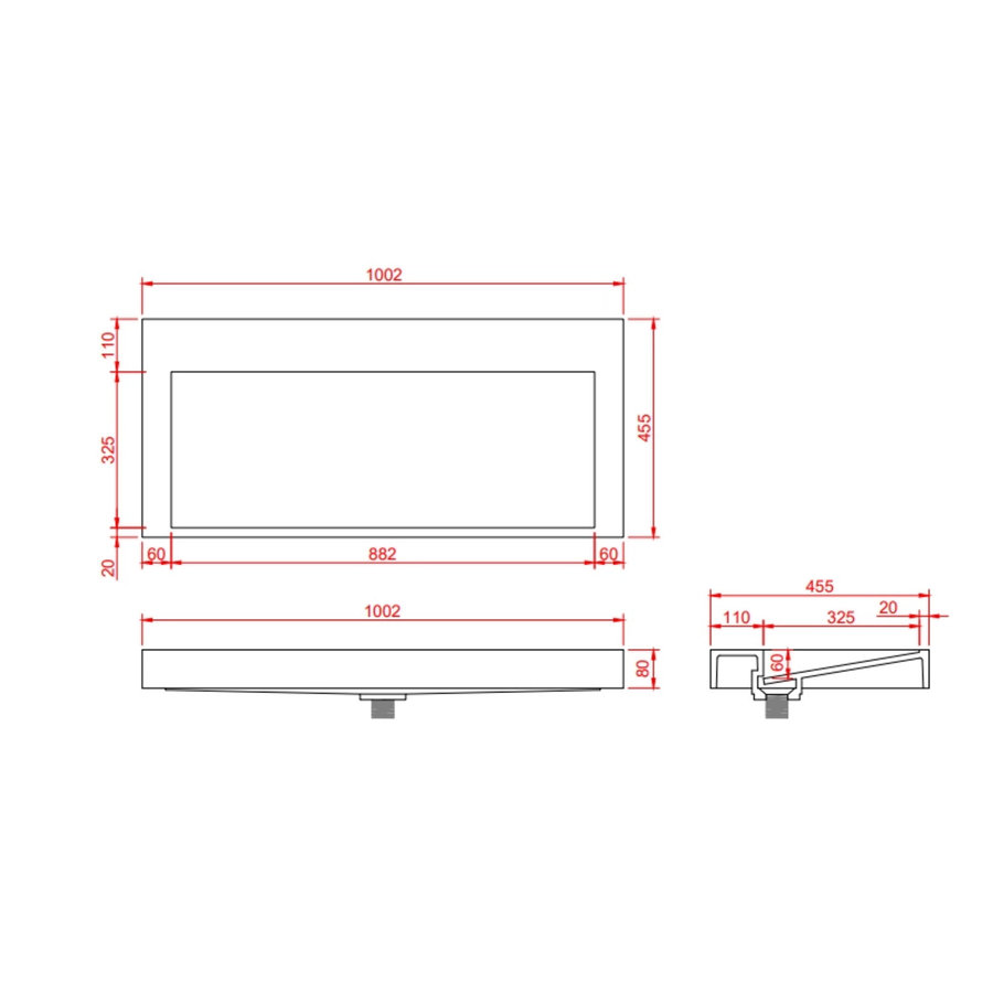 Wastafel AquaSplash Hoya 100x45.5 cm Zonder Kraangat Mat Wit