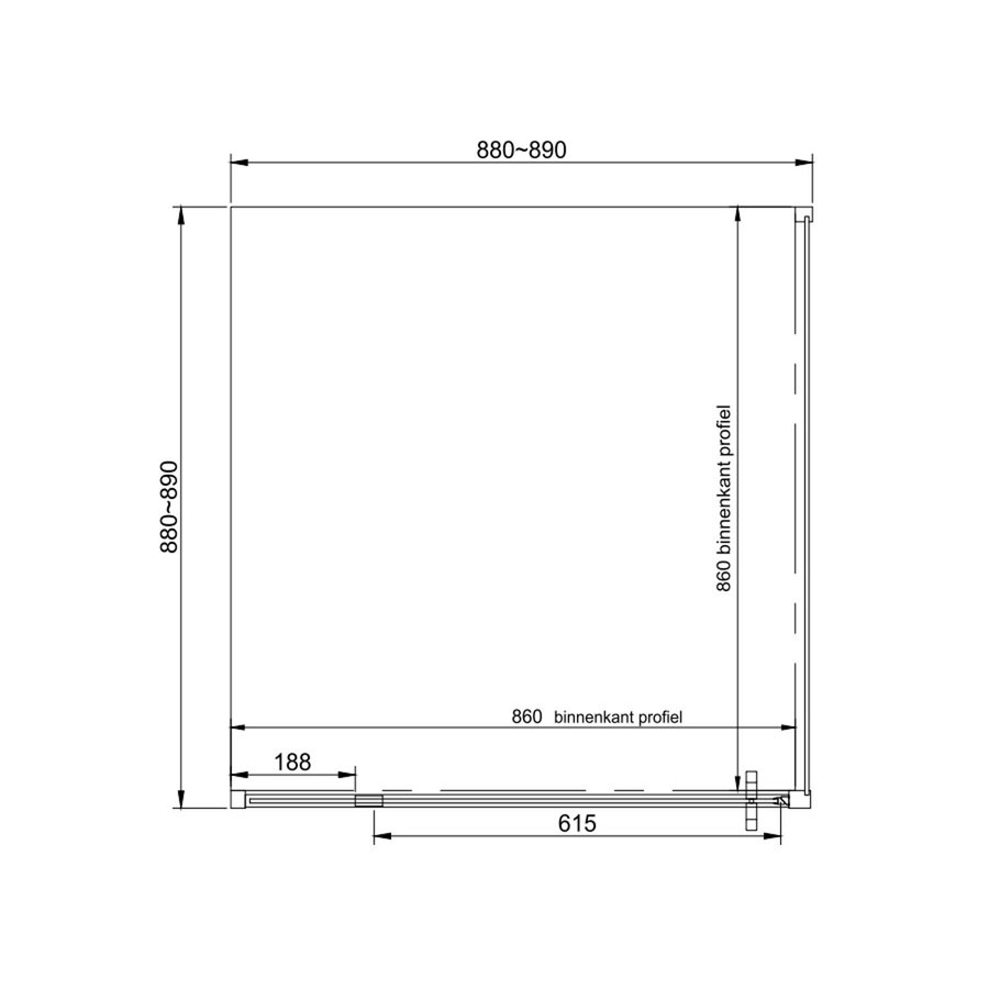 Douchecabine Van Rijn ST04 Hoekcabine 6 mm Helder Glas incl. Glasbehandeling Omkeerbaar 90x90x200 cm Mat Zwart