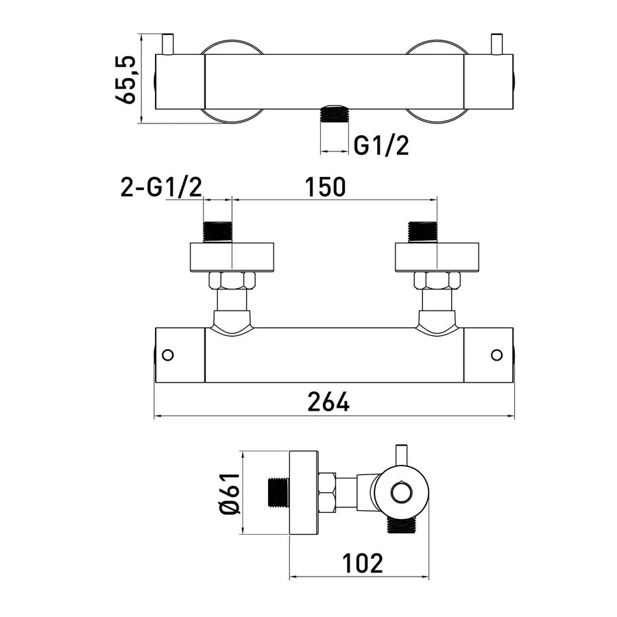 Douchekraan Go by van Marcke Cocoon Black Opbouw Thermostatisch Mat