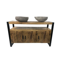 Badkamermeubel Mango Wood 135x45x91 cm Met Lombok Waskommen