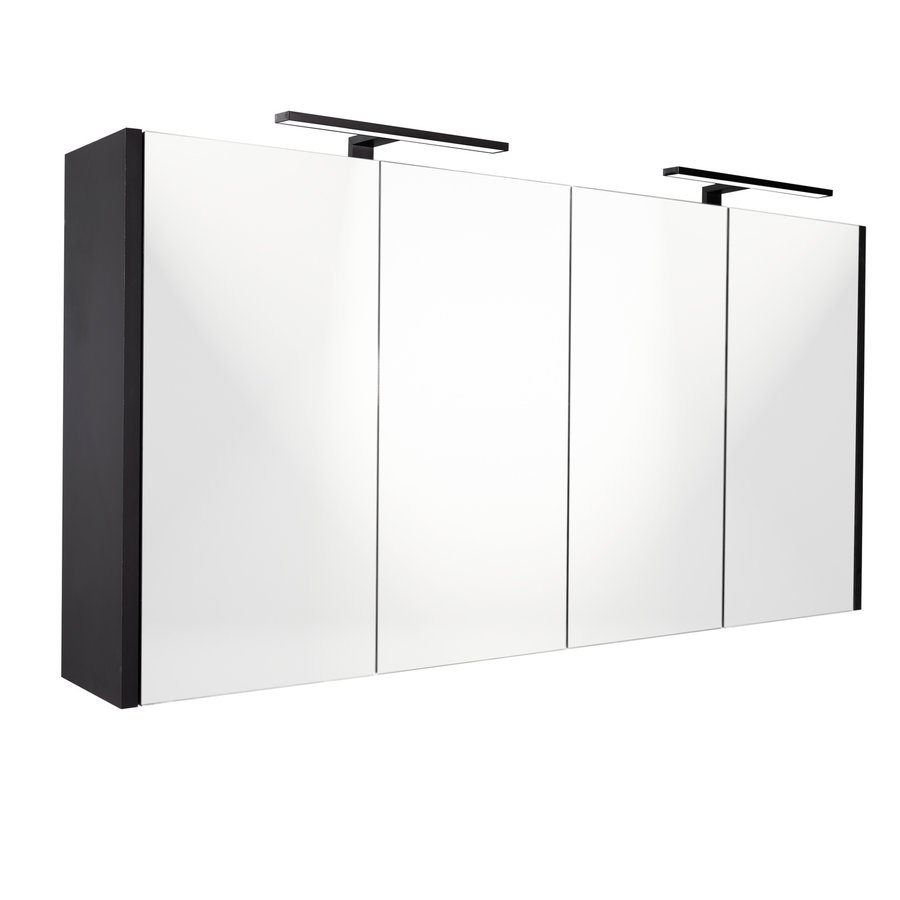 Spiegelkast Best Design Happy Black Incl. LED verlichting 120x60 cm Mat Zwart