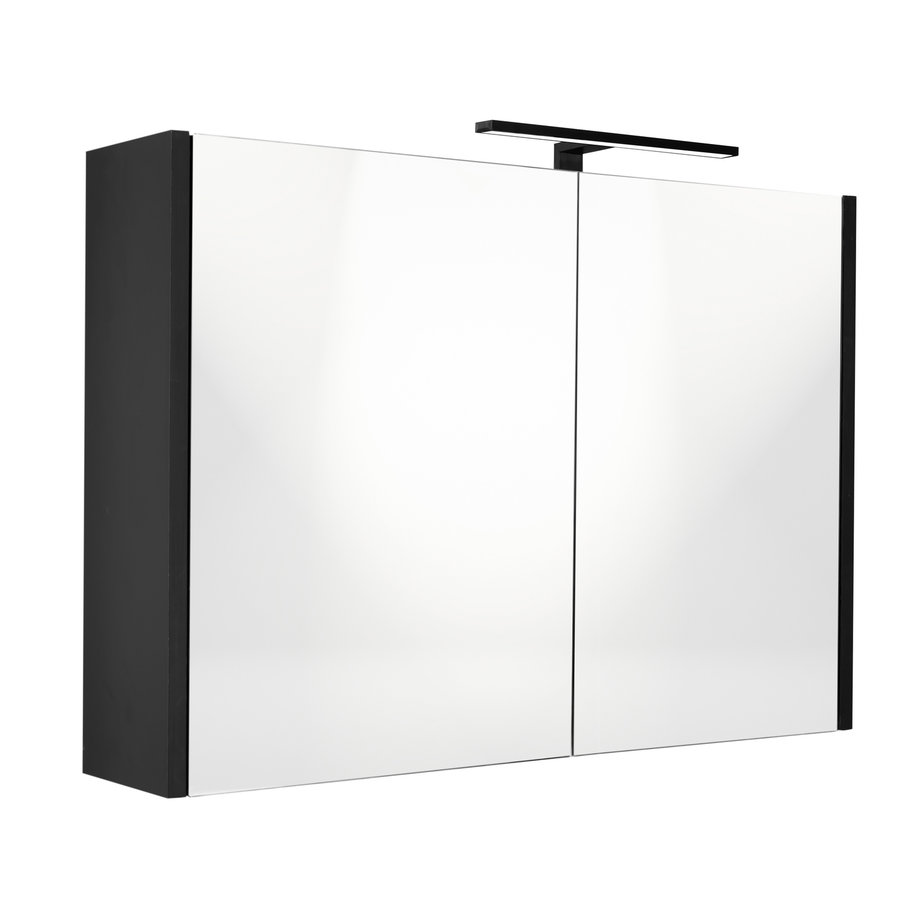 Spiegelkast Best Design Happy Black Incl. LED verlichting 100x60 cm Mat Zwart