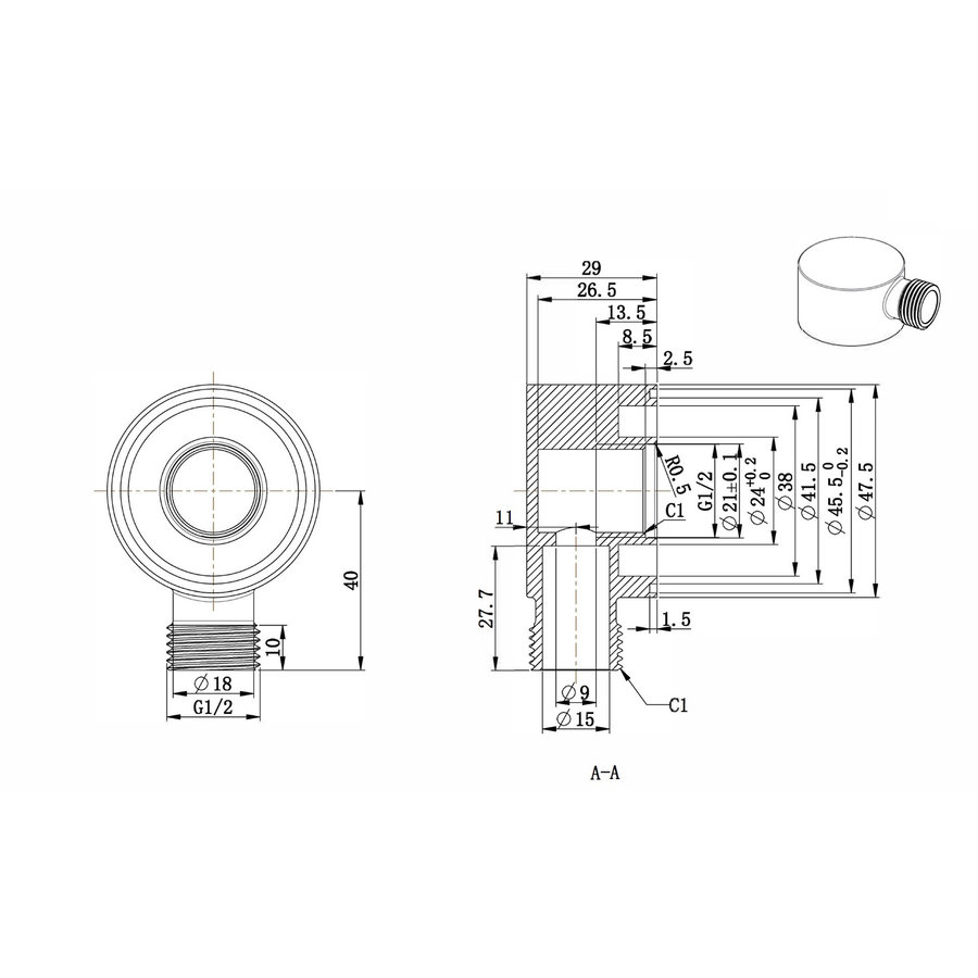 Doucheaansluiting Best Design Opbouw Ore Reend RVS