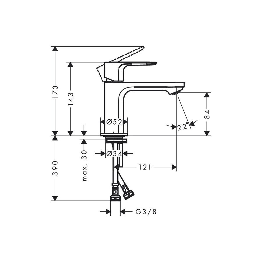 Wastafelmengkraan HansGrohe Rebris E Eengreeps 80 CoolStart Zonder Afvoer Chroom