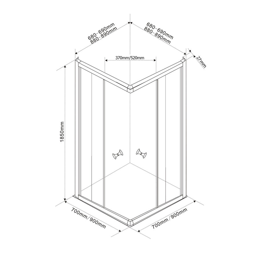 Douchecabine Aquasplash Naila 90x90x185 cm Wit