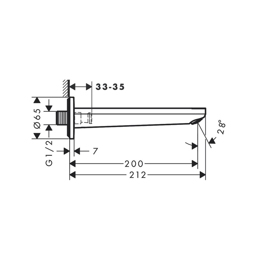 Baduitloop HansGrohe Rebris S Chroom